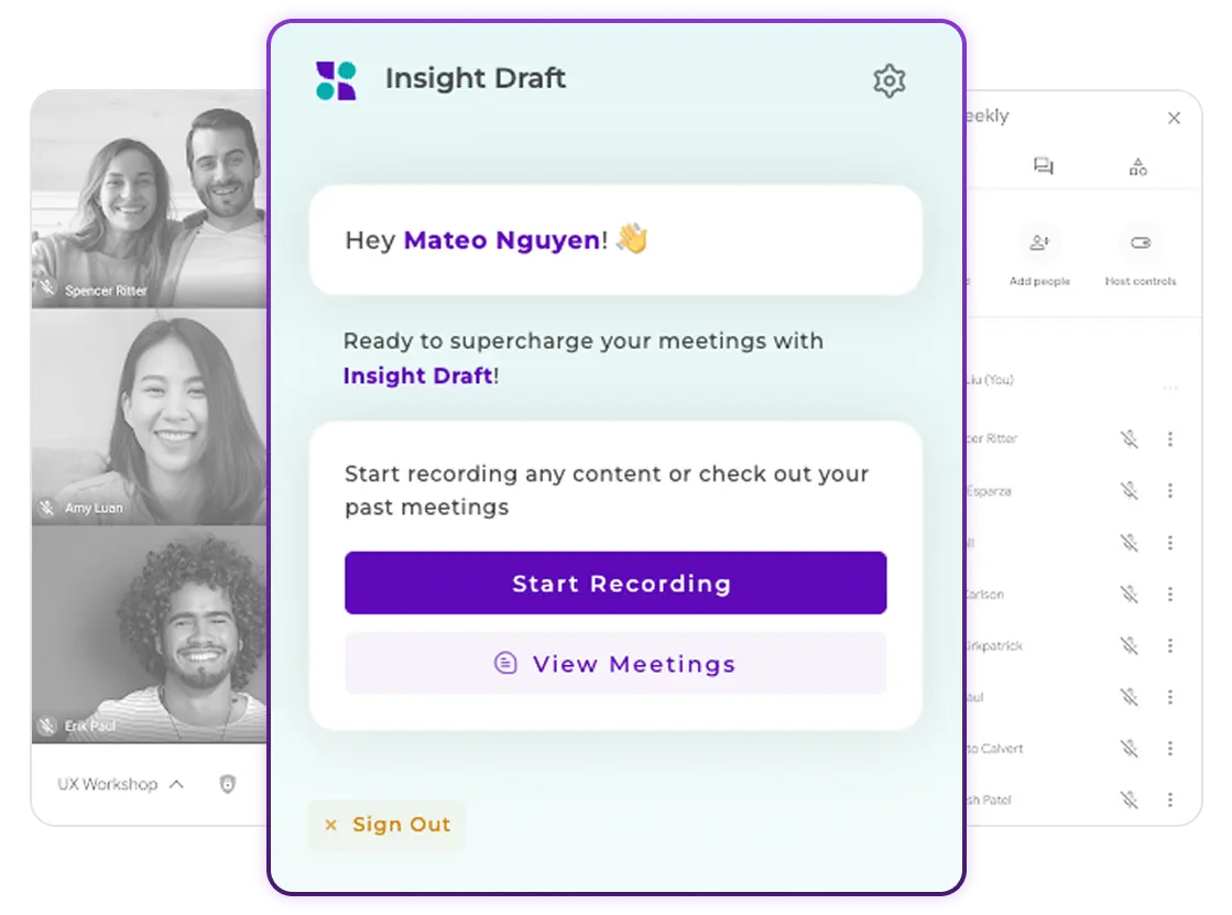 One-click meeting recording with browser extension