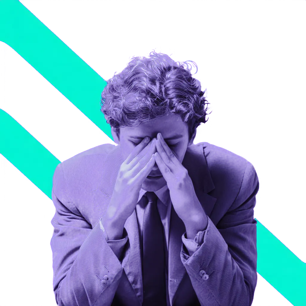 Person overwhelmed by digital notifications and distractions