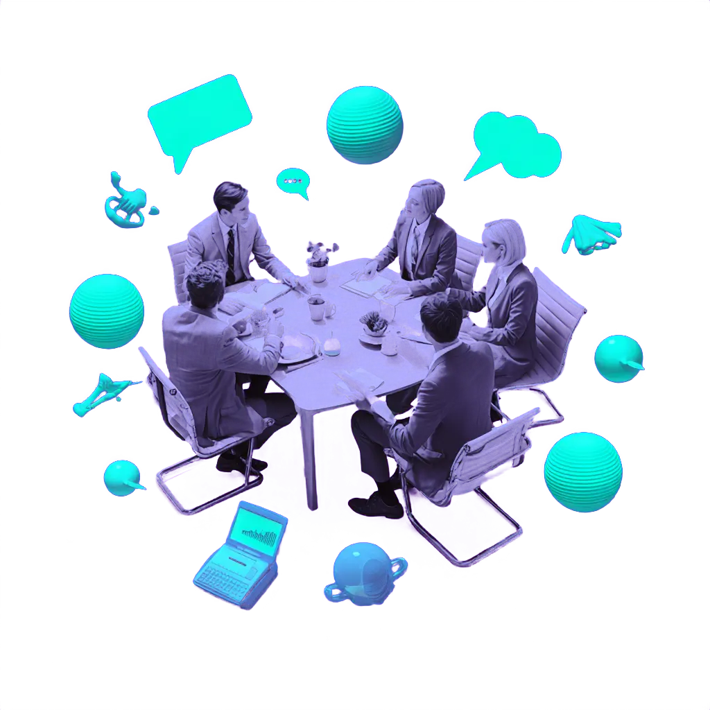 Diverse team struggling with language barriers in a meeting